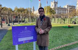 Mr Hyslop placed the commemorate stake in memory of the 22 Falkland Islanders who were killed while serving with the allied war effort during the First World War,