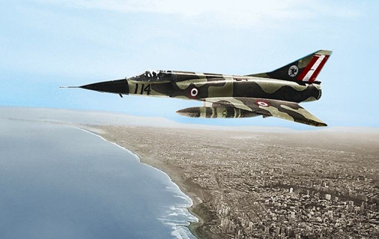 Peru sent 10 Mirage M-5P jets on June 6 and 7, 1982