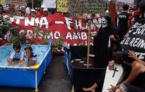 Protest in front of the Finnish embassy