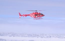 Bell Helicopter 407 flying over Antartica