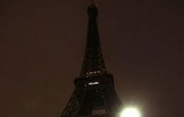 The Eiffel Tower is shown just after the 20,000 bulbs went out Thursday Feb. 1, 2007 at 7.55 p.m for five-minutes.