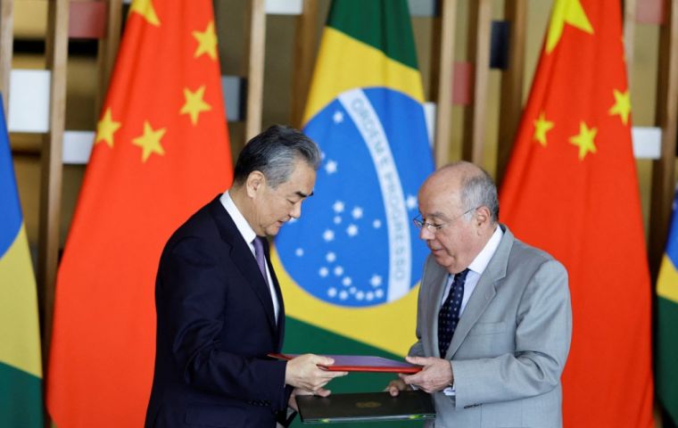 Vieira said that the “dynamism of Sino-Brazilian relations is also an expression of a new world in the making”after his second day of talks with Wang Yi