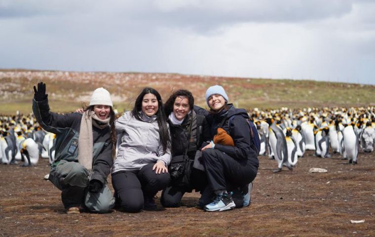 Enjoying the Falklands wildlife next to the penguins 