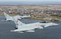 Forces in the Falklands currently include an RIC, four RAF Typhoons with all the logistics and equipment backup, and an OPV HMS Forth, plus the local Falklands Defense Force. Photo: Andy Donovan
