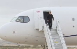 Lord Cameron landed at Mount Pleasant Complex on Monday. Source: FITV