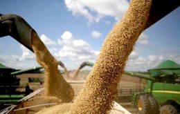 Brazil leads in soybean exports (56%), corn (31%), coffee (27%), sugar (44%), orange juice (76%), beef (24%), and chicken meat (33%)