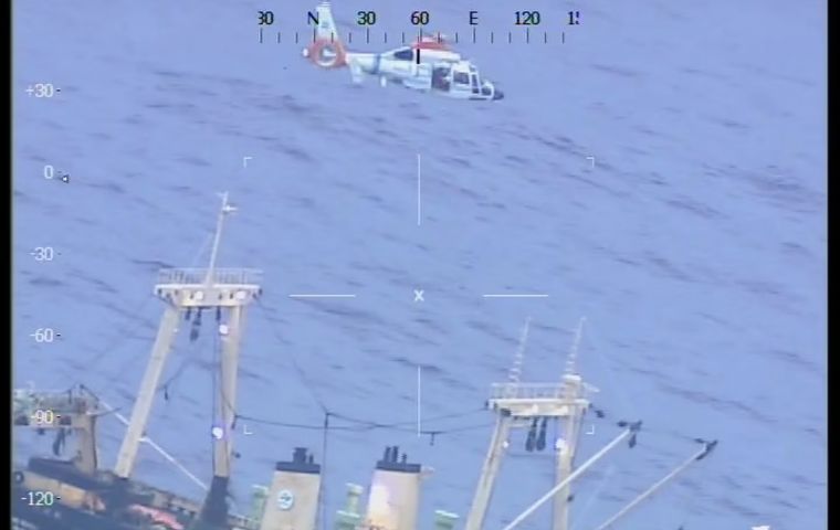 The rescue operation took place over a week ago some 261 nautical miles from the city of Puerto Madryn, outside the Argentine EEZ