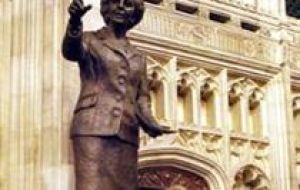 Margaret Thatcher aside her bronze statue