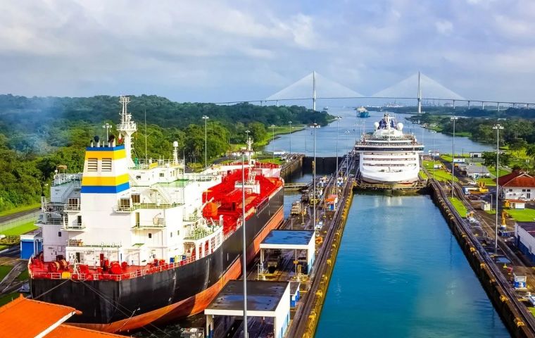 The Panama Canal uses freshwater from two local lakes to fill the locks through which vessels cross from the Atlantic Ocean to the Pacific and vice versa