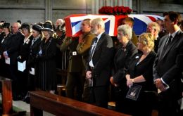 The coffin was carried into the cathedral by soldiers of 1st Battalion The Rifles, with two soldiers from Belgium, France and Germany as pall-bearers